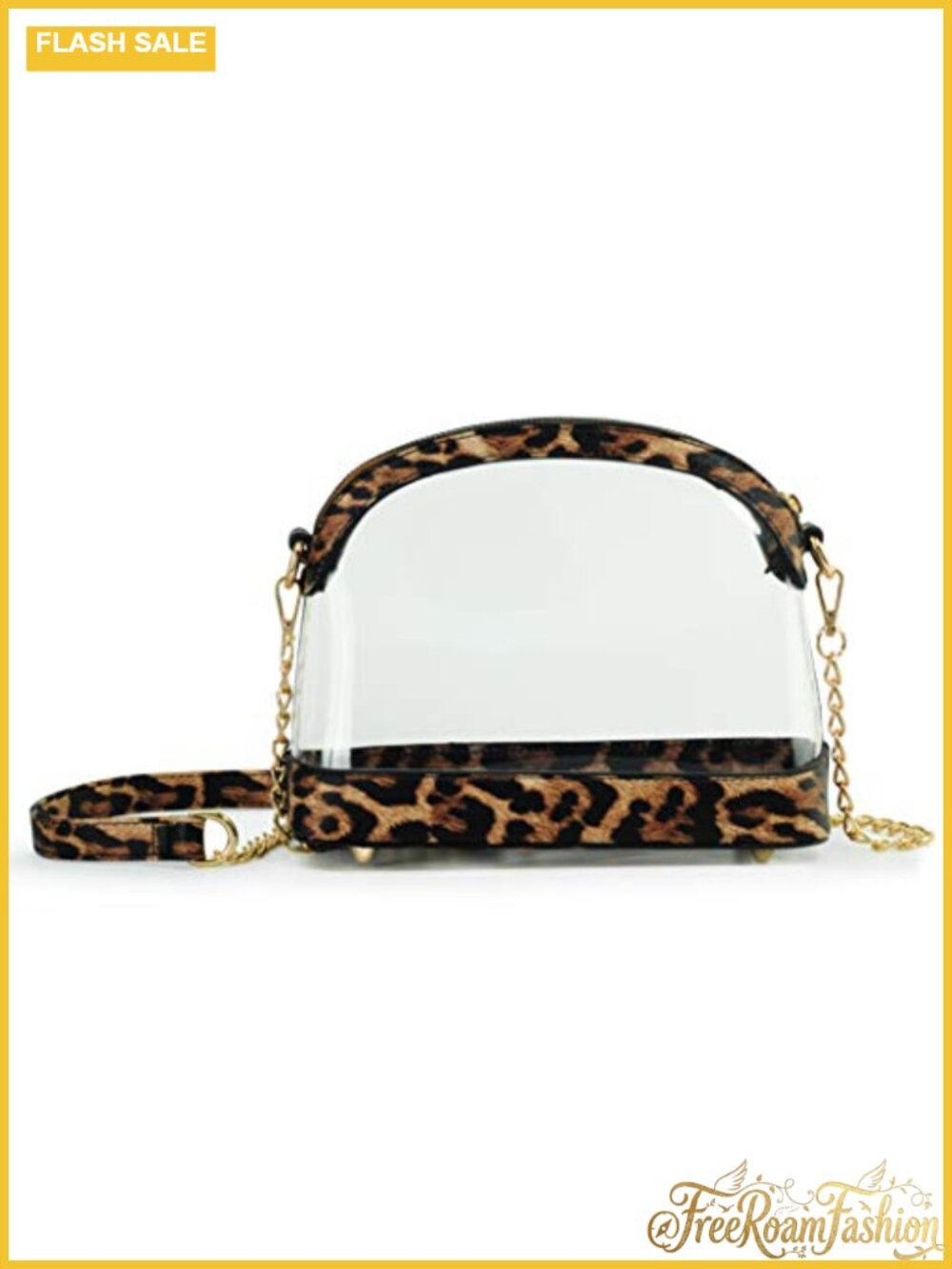 Clear Crossbody Bag Vegan Leather Trim Stadium Approved Women Shoulder Handbag